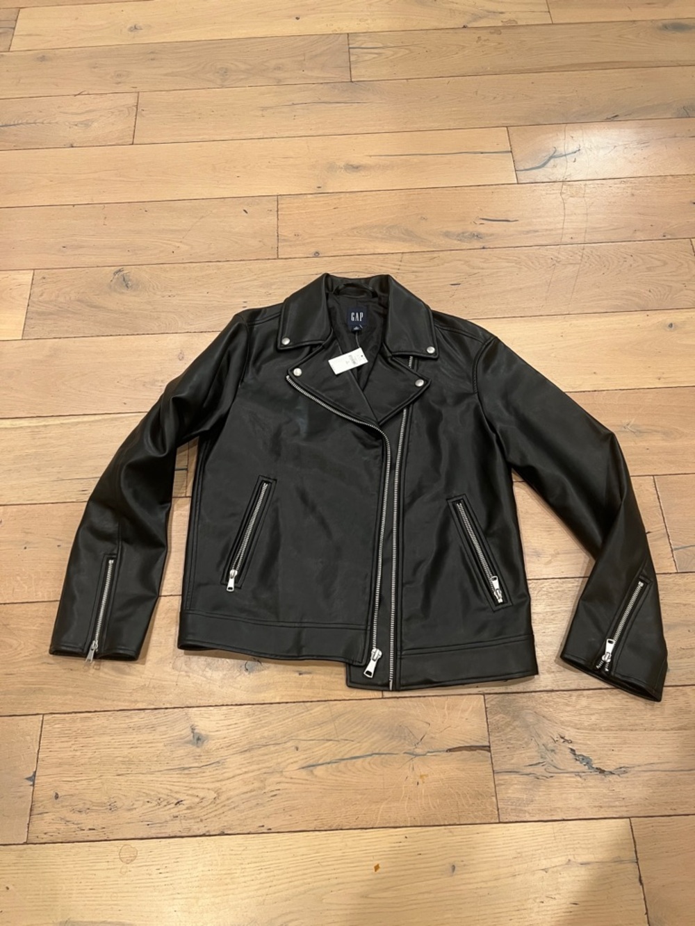 GAP Black Faux Leather Biker Jacket